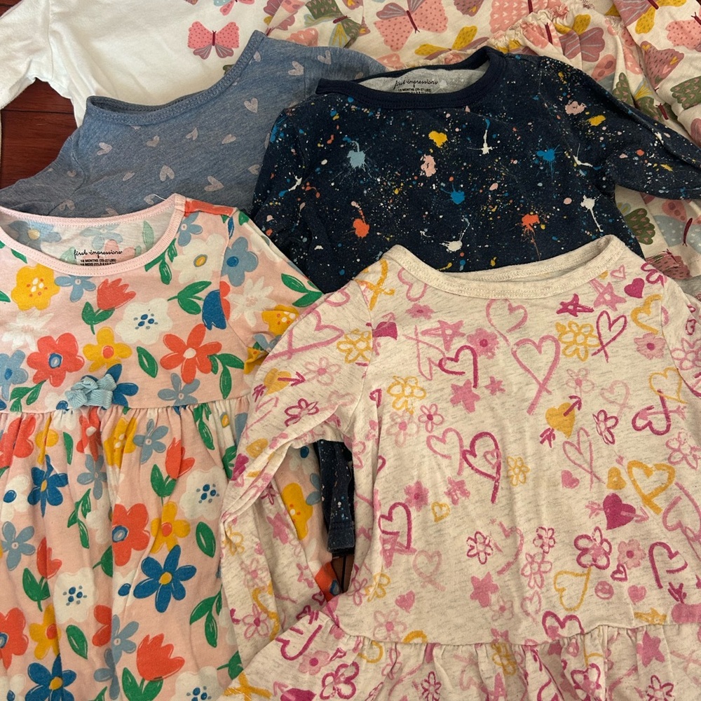 First Impressions Long Sleeve Tees - Floral, Heart, and Splatter Designs